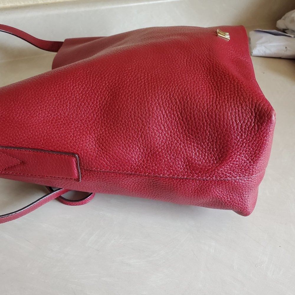Euc Michael Kors Junie Crimson Leather Shoulder Bag c - Picture 7 of 13